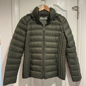 MICHAEL MICHAEL KORS Packable Down Jacket w/ Removable Hood Size M - Olive